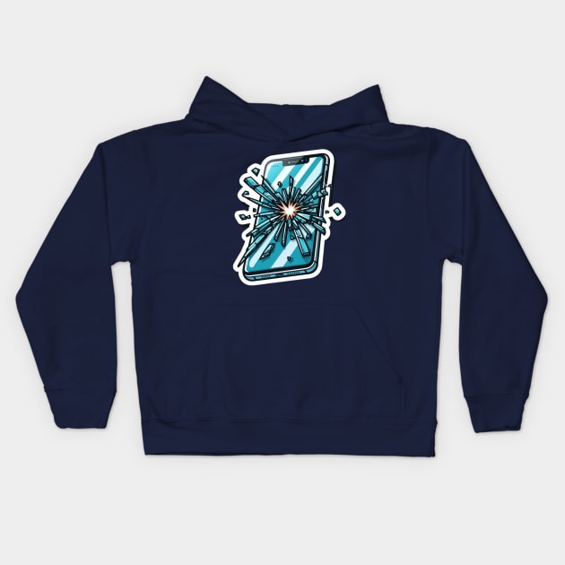 Broken Phone Kids Hoodie by EKLZR